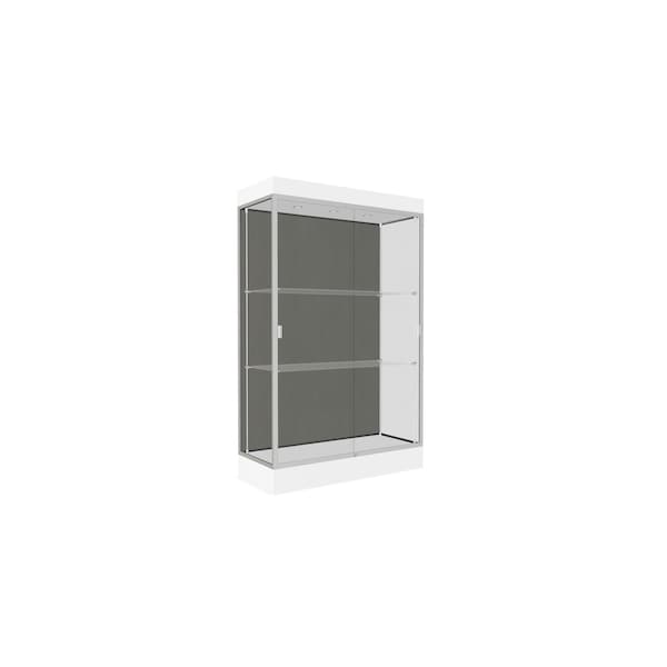 Lighted Floor Display Case 48x76x20, 6" Base, Satin