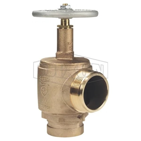 Angle Hose Valve, 2-1/2 in Nominal, Grooved End Style, Cast Brass Body, Domestic