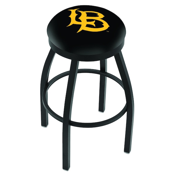 25" Blk Wrnkl Long Beach State University Swivel Bar Stool, Accent Ring