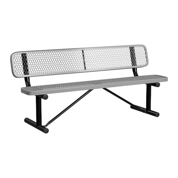 Bench/Back, Portable, 6ft., Granite
