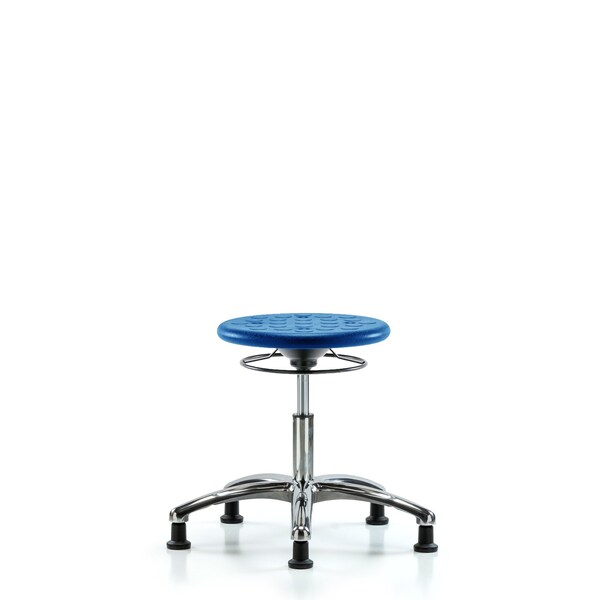 Huron Poly Stool Chrome, Desk, Glides, Blue