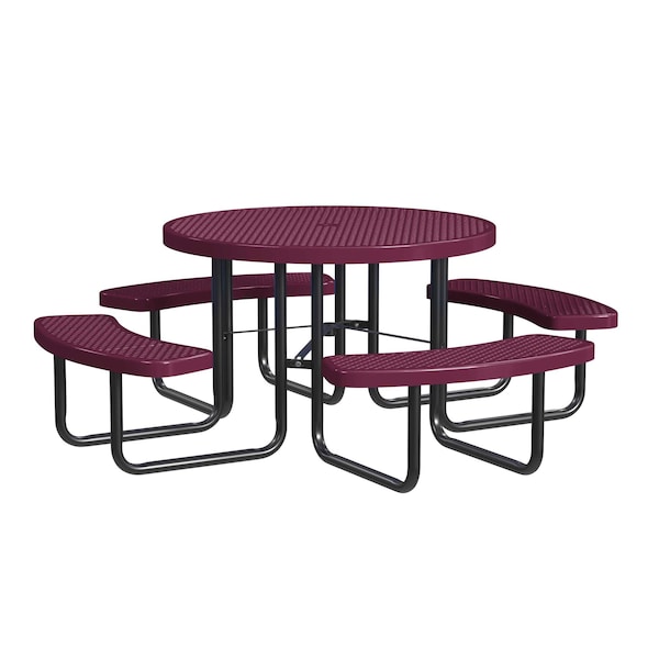 Round Portable Picnic Table, Burgundy, 46 in L