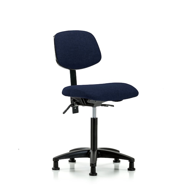 Chair, Fabric, Med Bench, Tilt Glides, Nav, No Arms, 22" to 29" Height, Dark Blue
