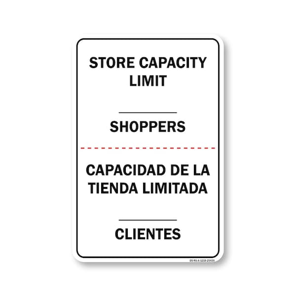 Public Safety, Store Capacity Limit Shoppers Spanish, 18in X 12in Aluminum, OS-NS-A-1218-25439