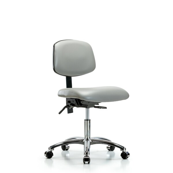 Desk Chair Desk Chair, Vinyl, Chrome Tilt Casters, Dov, No Arms, 18" to 23" Height, Vinyl, Dove