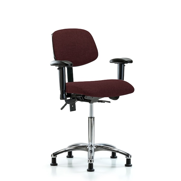 Medium Bench Chair Chair, Fab, Med Ben, Chr Tilt AA Glides, Bur, Adjustable Arms, 22" to 29" Height