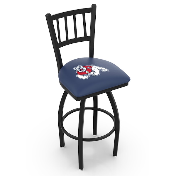 25" Blk Wrinkle Fresno State Swivel Bar Stool, Jailhouse Back