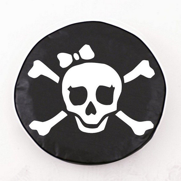 21-1/2" x 8" Pirate Girl (White on Black) Tire Cover