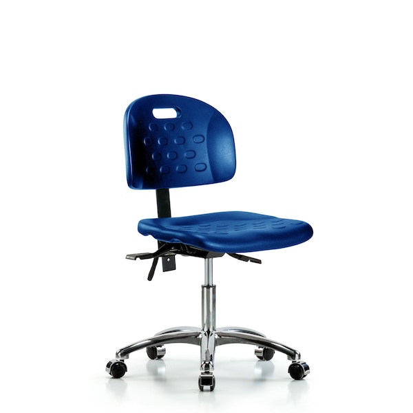 Poly Chair Chrome, Desk, Tilt, Casters, Blue