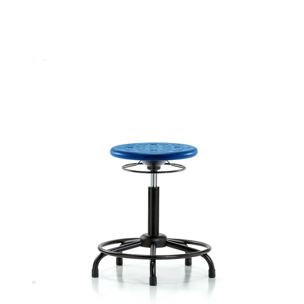 Huron Poly Stool, Round Tube Base, Med Bench, Glides, Blue