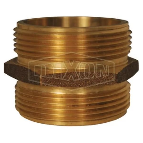 The Right Connection Double Hex Nipple, 1-1/2 in, MNPT x MNYFD, Cast Brass, Domestic