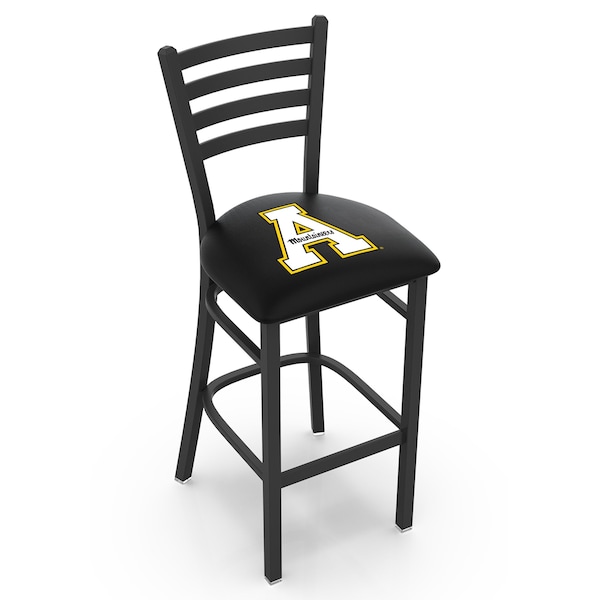 25" Blk Wrinkle Appalachian State Stationary Counter Stool, Ladder Back