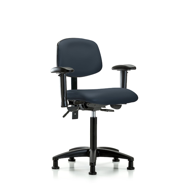 Chair, Vinyl, Med Bench, AA Glides, Nav, 6-Way Adjustable, 22" to 29" Height, Imperial Blue