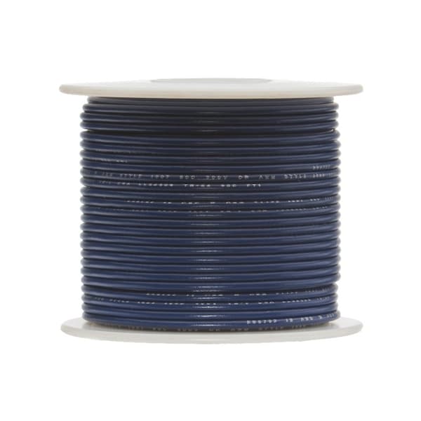 28 AWG Gauge UL1061 Stranded Hook Up Wire, 300V, 0035 Diameter, Blue, 100 ft Length
