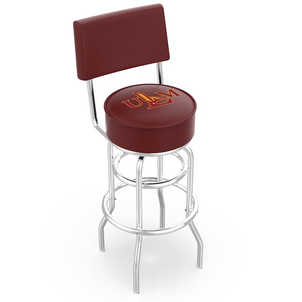25" Chrome 2-Ring Louisiana-Monroe Swivel Bar Stool, Back