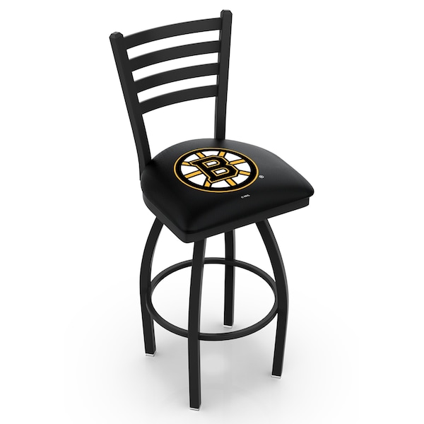 25" Blk Wrinkle Boston Bruins Swivel Bar Stool, Ladder Back