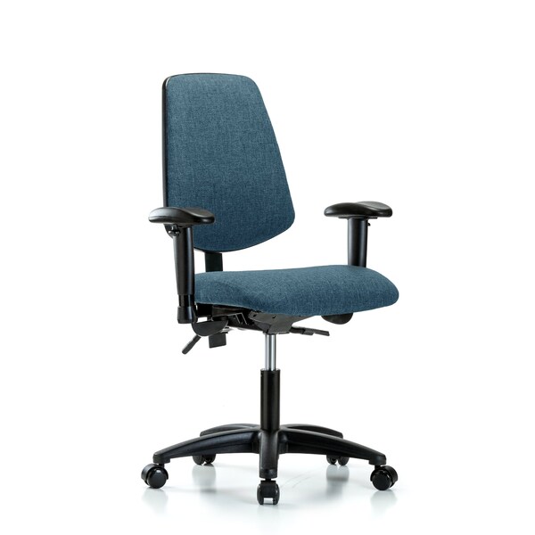 Desk Chair Fab Desk Chair, Med, Bk, AA, Casters, Blu, Adjustable Arms, 19" to 24" Height, Fabric, Blue