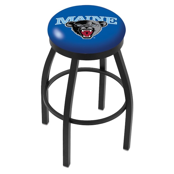 25" Blk Wrinkle Maine Swivel Bar Stool, Accent Ring