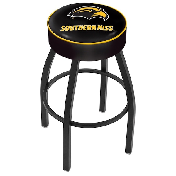 25" 4" Southern Miss Cushion Seat, Blk Wrinkle Base Swivel Bar Stool