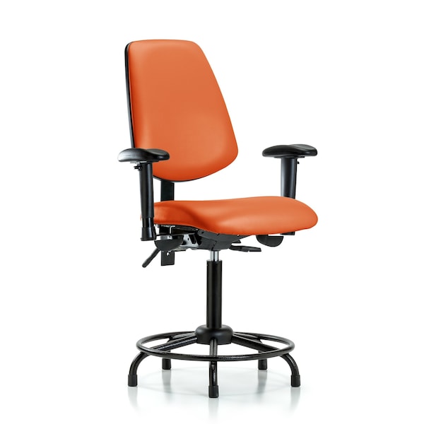 Medium Bench Chair Adjustable Arms, 22" to 29" Height, Vinyl, Orange Kist