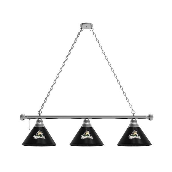 Wright State 3 Shade Billiard Light, Chrome Fixture