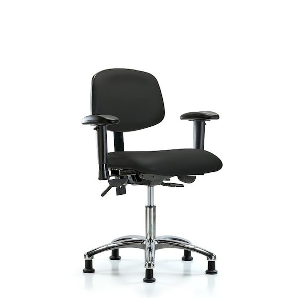 Desk Chair Desk Chair, Vinyl, Chrome AA Glides, BLK, Adjustable Arms, 18" to 23" Height, Vinyl, Black