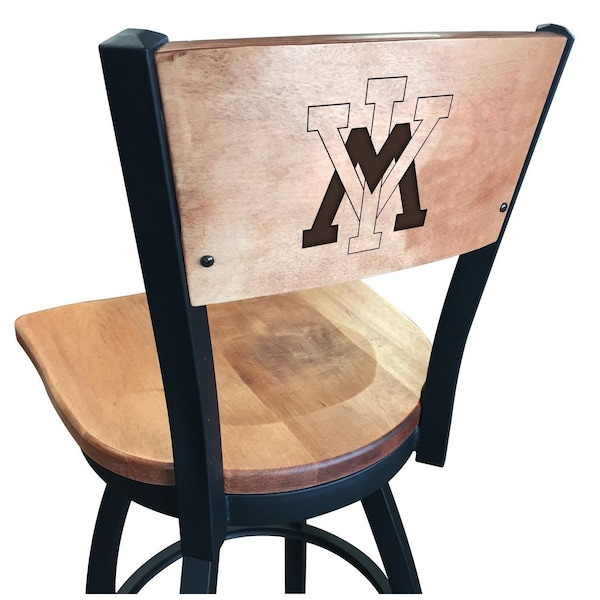 25" Blk Wrnkl Virginia Military Inst Swivel Bar Stool, Engraved Back