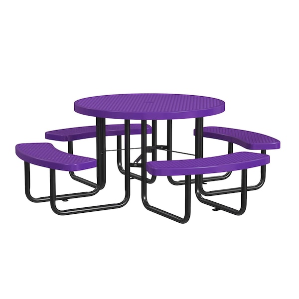 Round Picnic Table, Purple, Surface Mount, 46 in