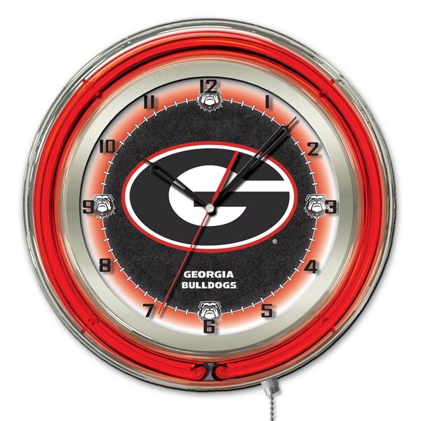 University of Georgia Double Neon 19" Clock (G)