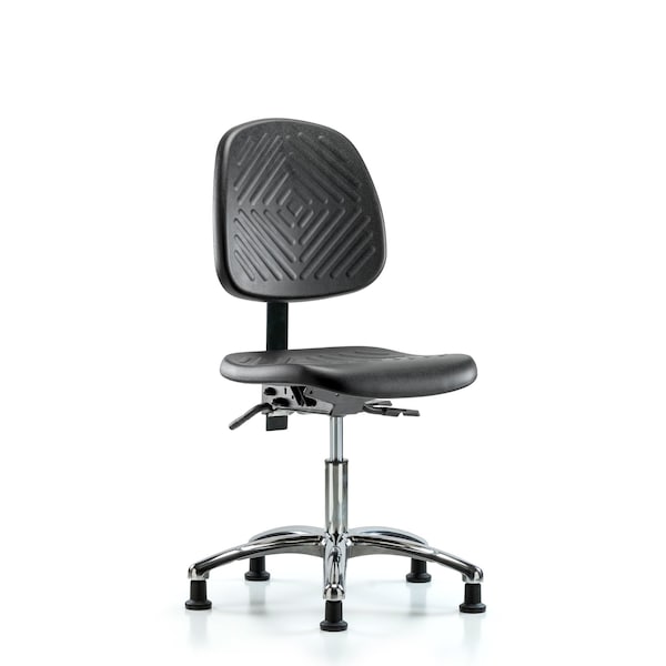 Desk Chair Desk Chair, Poly, Chrome, Adj Arms Glides, Adjustable Arms, 17" to 22" Height, Black; Blue