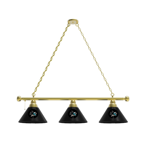 San Jose Sharks 3 Shade Billiard Light, Brass Fixture