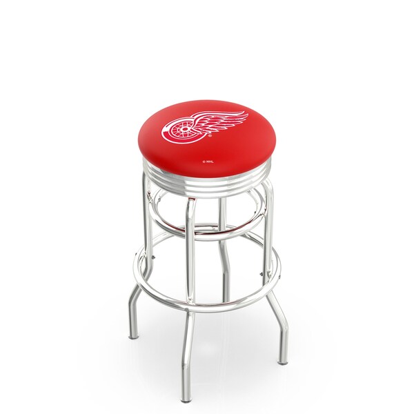 25" Chrome 2-Ring Detroit Red Wings Swivel Bar Stool, Accent Ring