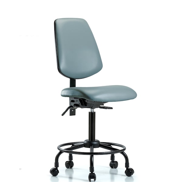 Vinyl Chair, Med Bench, Round Tube Base, Med Back, Tilt, Casters, Storm
