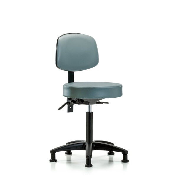 Vinyl Stool, Back, Med Bench, Tilt, Glides, Storm