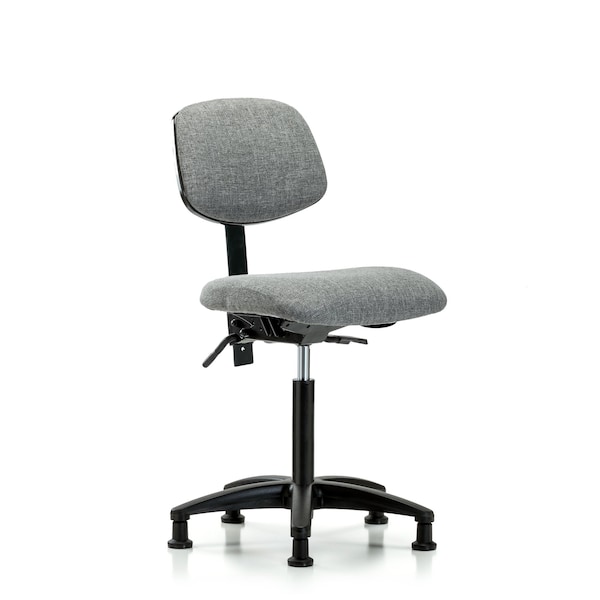Chair, Fabric, Med Bench, Tilt Glides, Gry, No Arms, 22" to 29" Height, Gray
