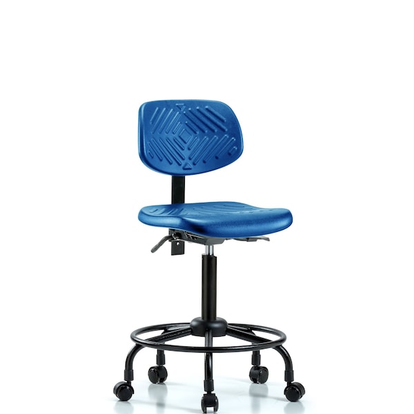 Poly Chair Round Tube Base, Med Bench, Casters, Blue