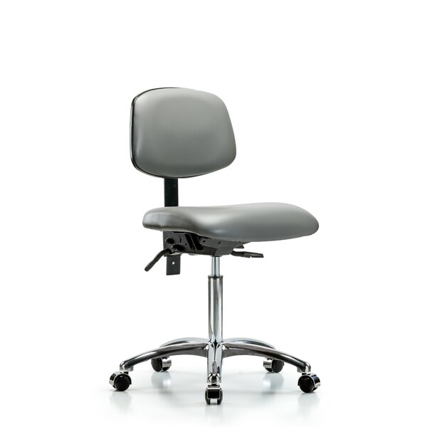 Vinyl Chair Chrome, Med Bench, Casters, Sterling