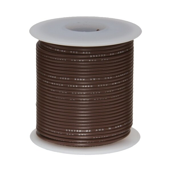28 AWG Gauge UL1061 Stranded Hook Up Wire, 300V, 0035 Diameter, Brown, 25 ft Length