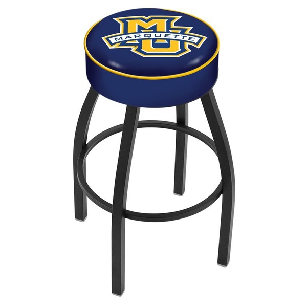 25" 4" Marquette Cushion Seat, Blk Wrinkle Base Swivel Bar Stool