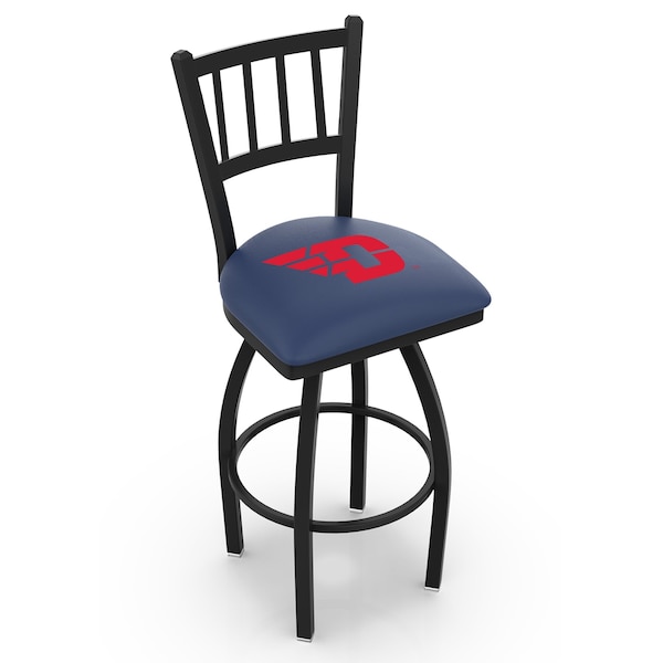 25" Blk Wrinkle University of Dayton Swivel Bar Stool, Jailhouse Back