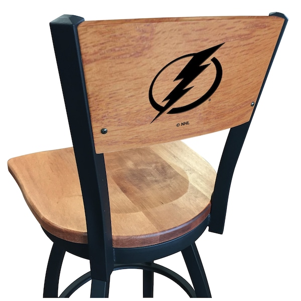 25" Blk Wrinkle Tampa Bay Lightning Swivel Bar Stool, Engraved Back