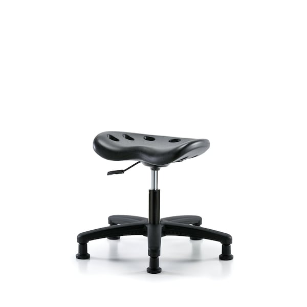Poly Tractor Stool, Desk, Glides, Black