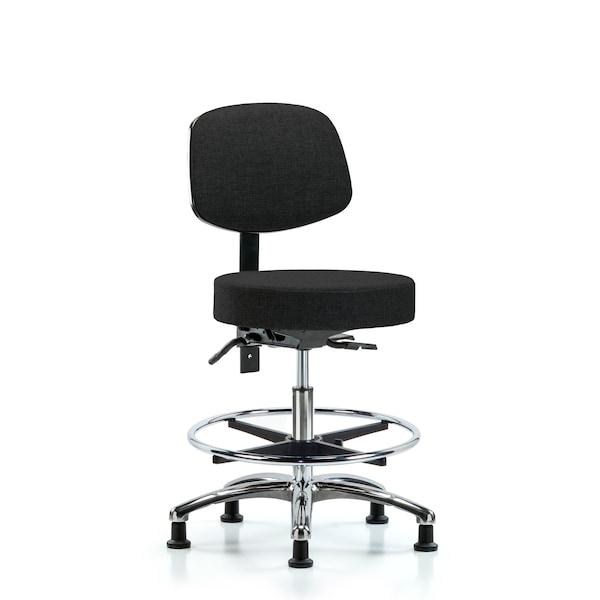 Bench Stool, Med, Fab, Bk Chrm, CF, Gld Blk