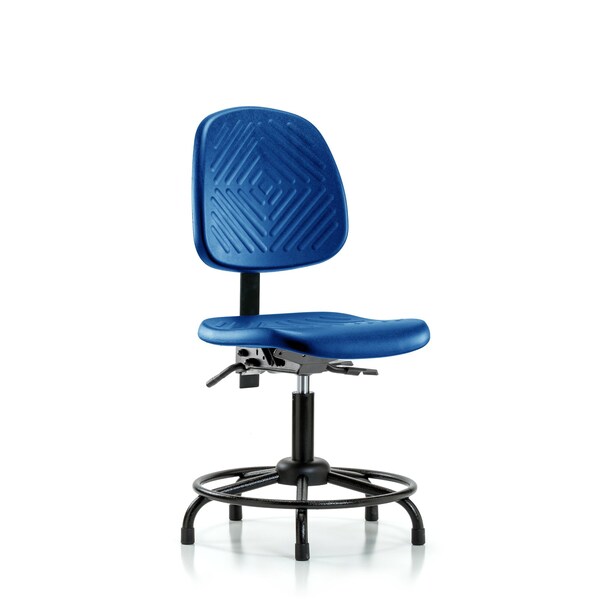 Poly Chair, Round Tube Base, Desk, Med Back, Tilt, Glides, Blue
