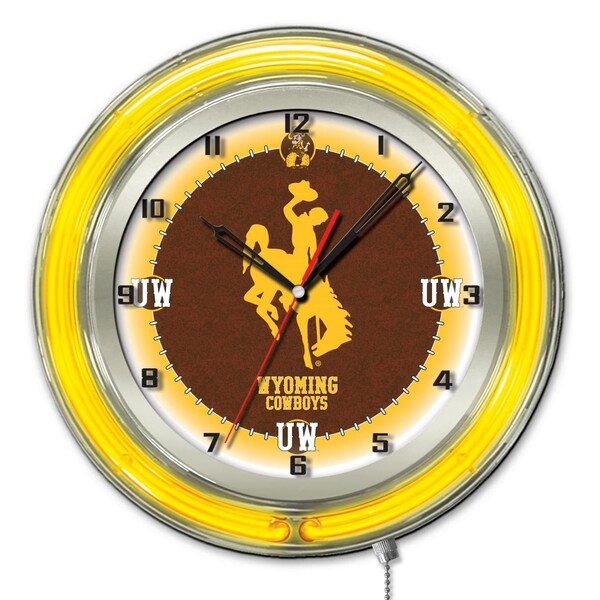 University of Wyoming Double Neon 19" Clock