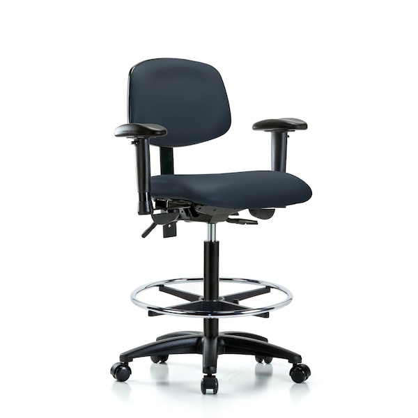 Chair, Vin, Hi Bench, Tilt AA CF Cast, Nav, 6-Way Adjustable, 26" to 35" Height, Imperial Blue