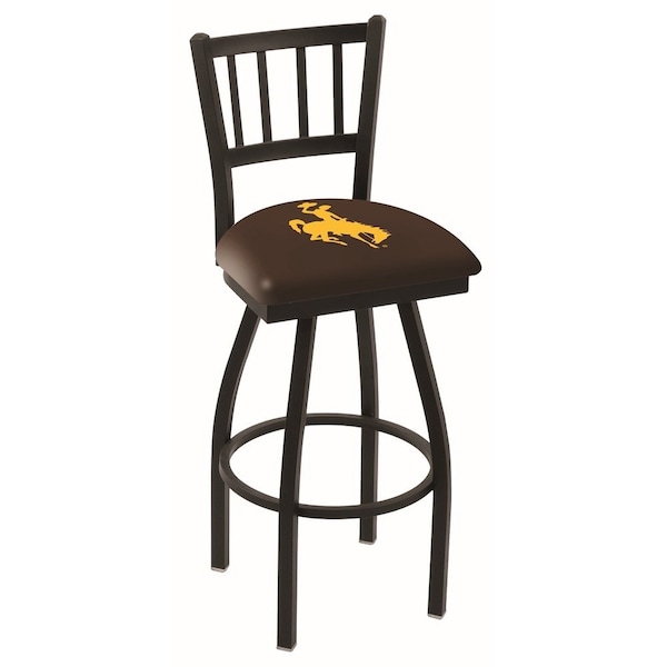 25" Blk Wrinkle Wyoming Swivel Bar Stool, Jailhouse Back