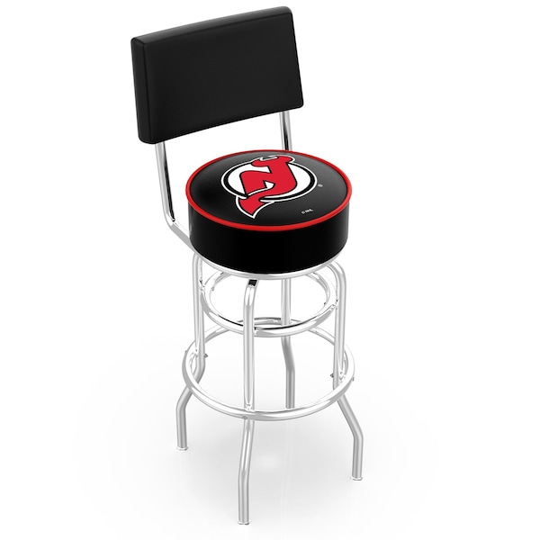 25" Chrome 2-Ring New Jersey Devils Swivel Bar Stool, Back