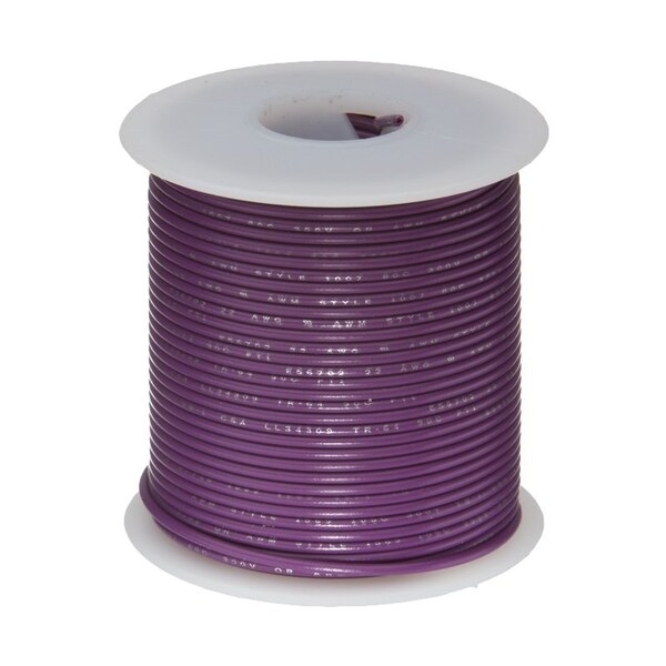 26 AWG Gauge UL1061 Stranded Hook Up Wire, 300V, 0039 Diameter, Violet, 25 ft Length