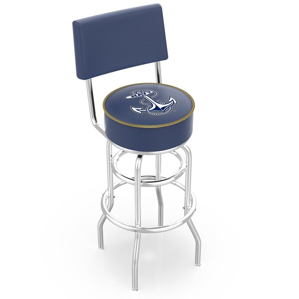 25" Chrome 2-Ring US Naval Academy NAVY Swivel Bar Stool, Back